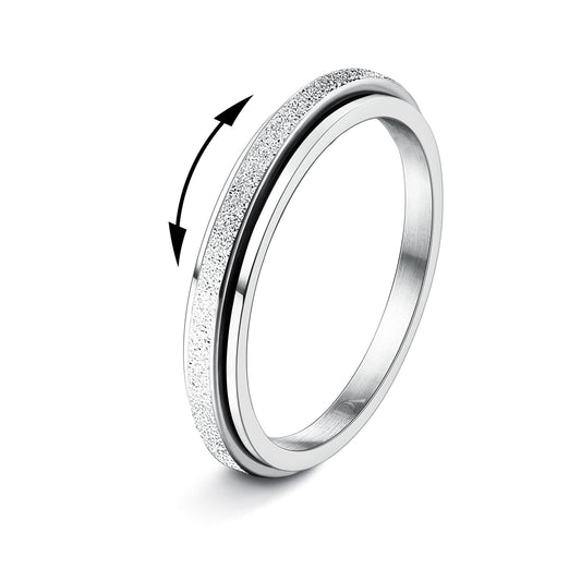 Diamday silver fidget ring in spin action for calm focus during work