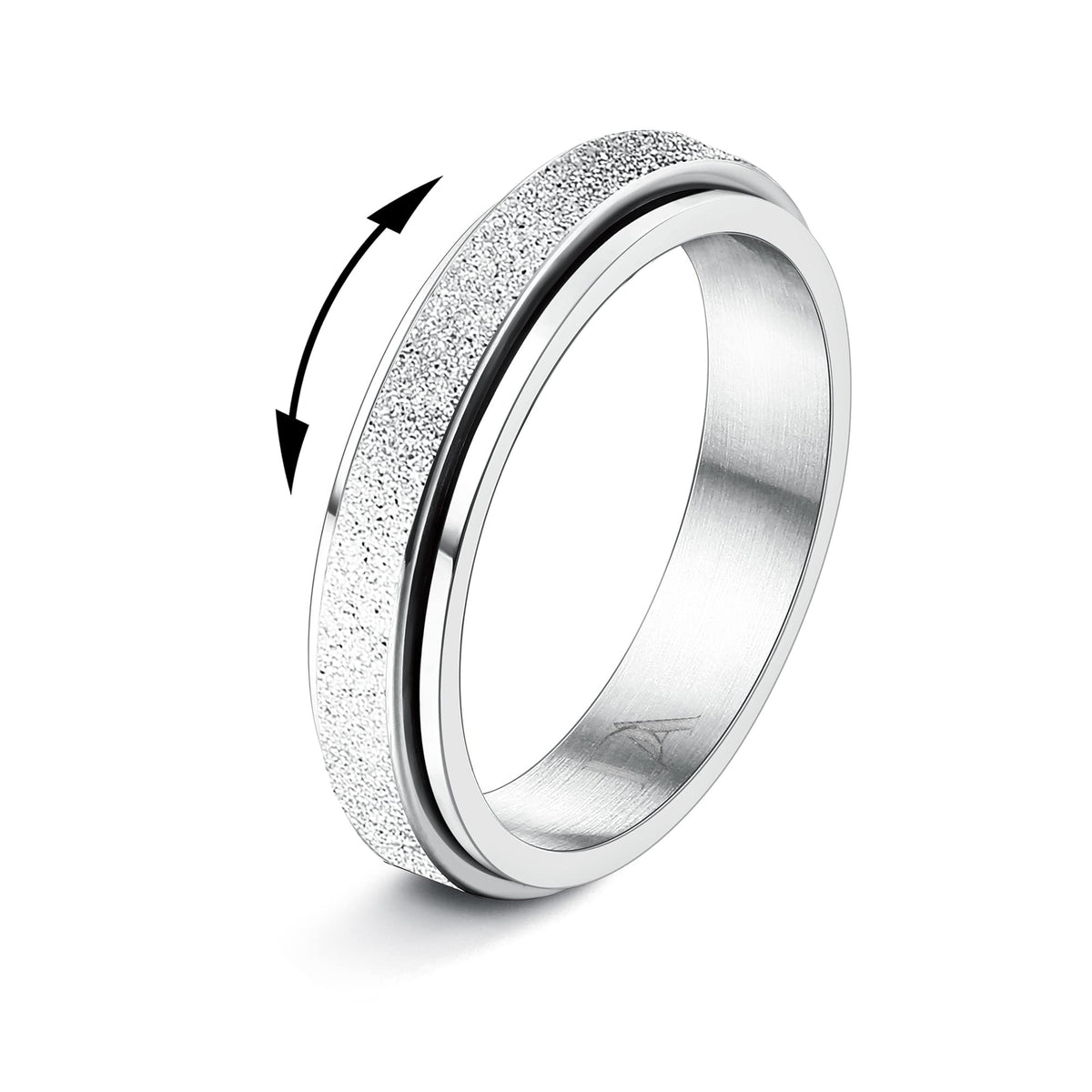 Diamday silver fidget ring spinner 4mm worn on finger for focused moments.