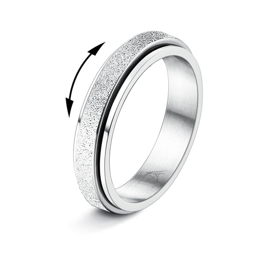 Diamday silver fidget ring with a smooth spinner for focused moments