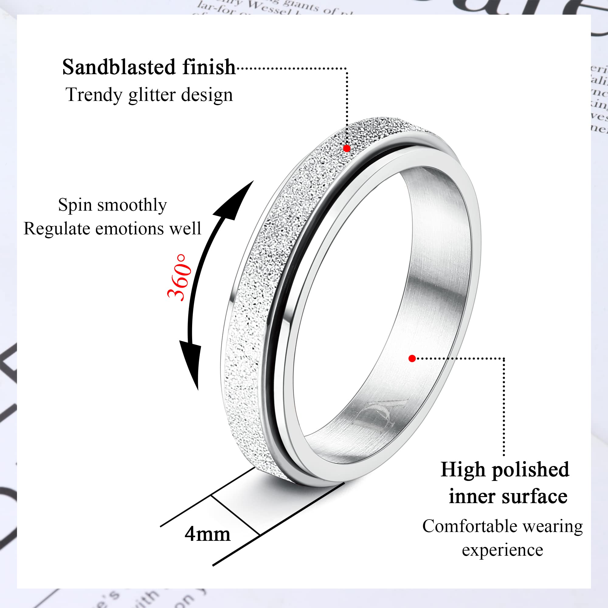 Diamday silver spinner on finger demonstrates versatile style for daily wear.