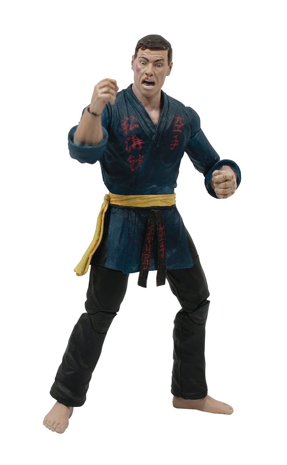 Diamond Select Toys JCVD blue gi deluxe figure in dynamic pose for display and play.