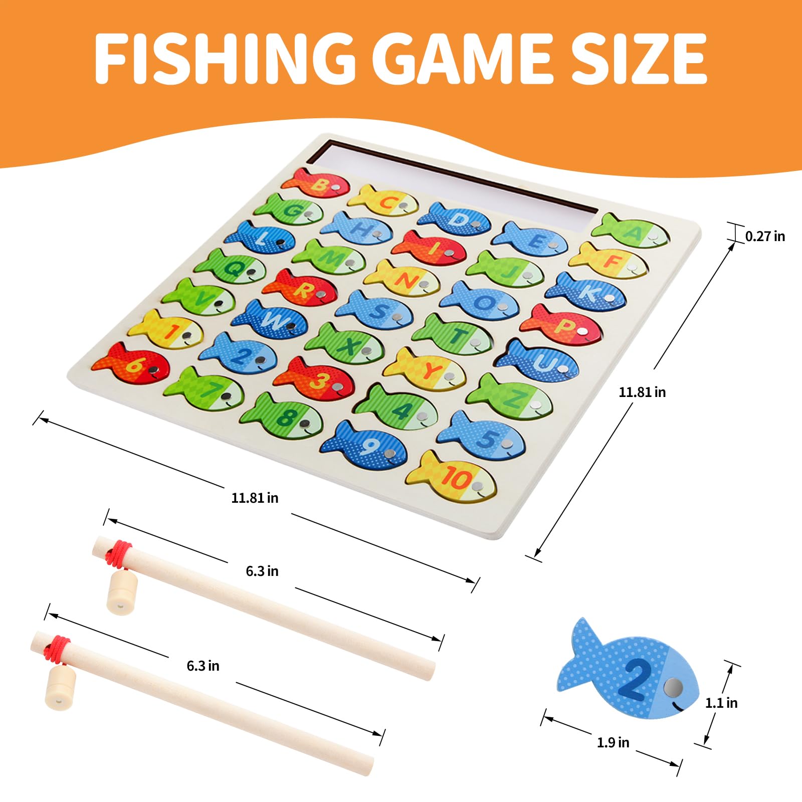Diaodey wooden magnetic fishing game numbers enhance counting practice and coordination.
