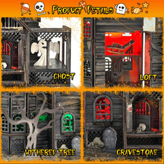 Dibetoy haunted house detailed wooden figures create durable seasonal displays