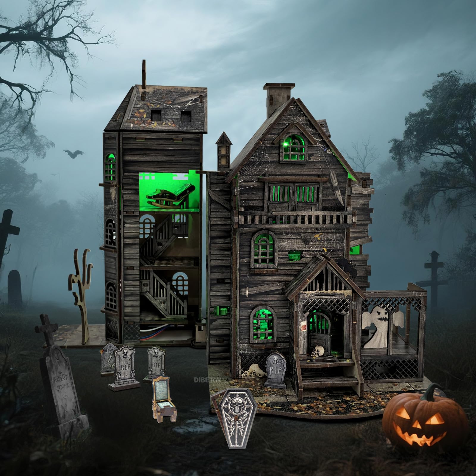 Dibetoy haunted house miniature paintings showcase hand-drawn charm
