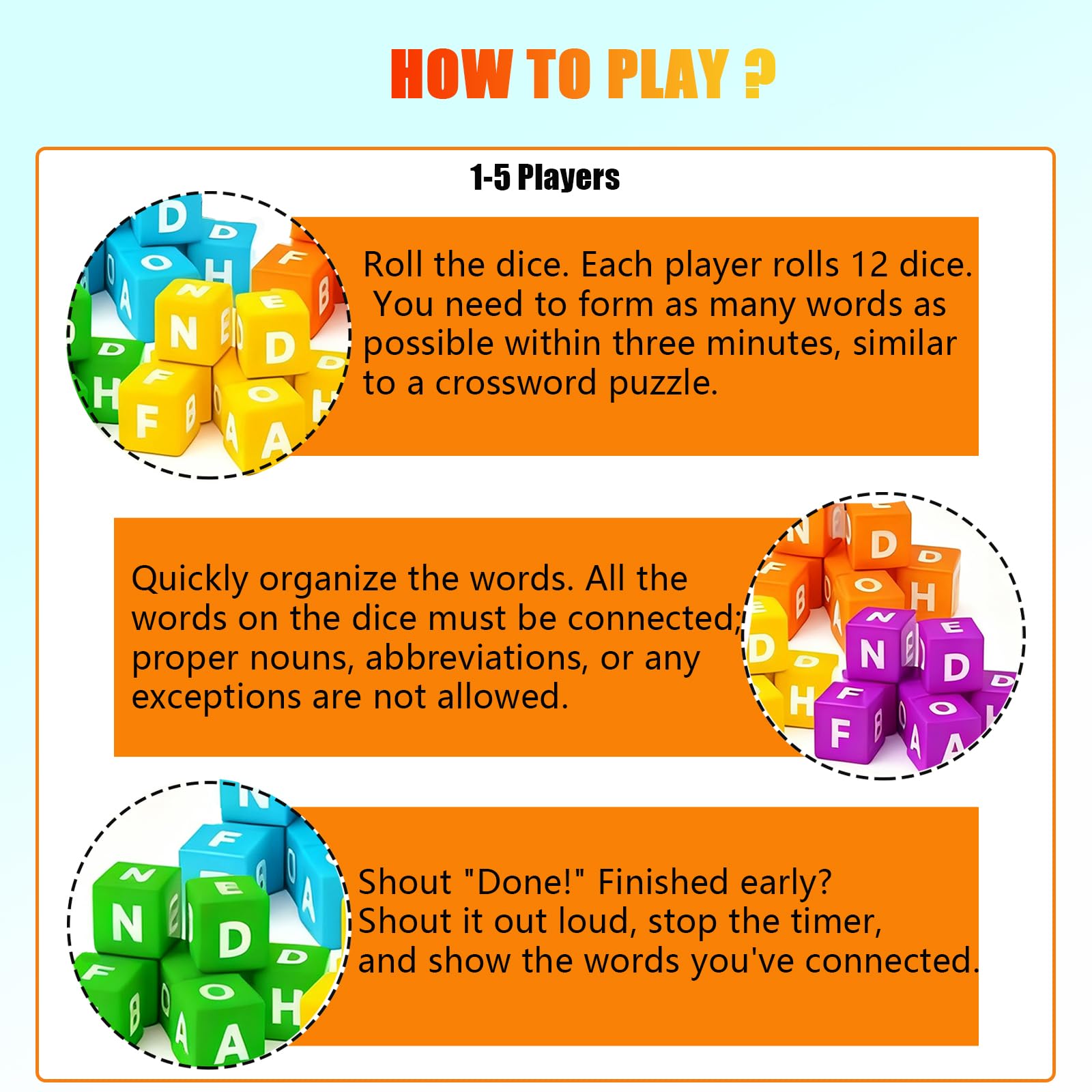 Dice Game: players race to build words under the ticking timer.