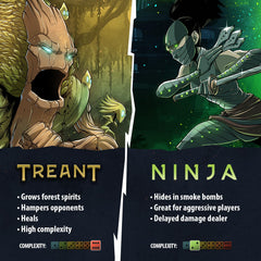 Dice Throne Treant and Ninja miniatures with distinct styles ideal for immersive battles