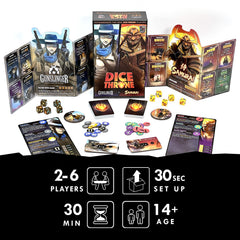 Dice Throne Samurai hero tray with tokens and cards, showcasing strategic combat options.