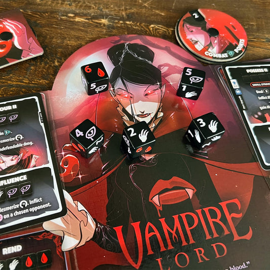 Dice Throne Seraph vs Vampire Lord ability cards for strategic planning.