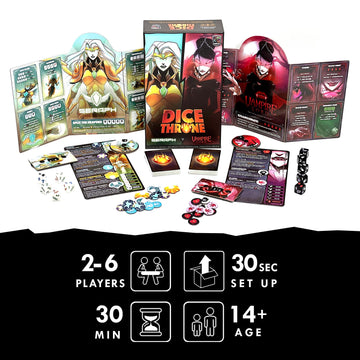Dice Throne Seraph vs Vampire Lord rulebook with full color visuals.
