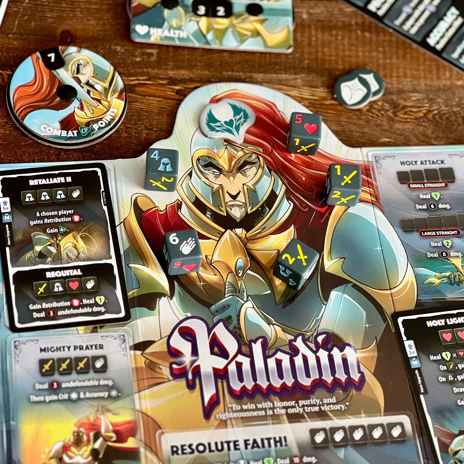 Dice Throne tokens and rulebooks provide clear play guides and reliable tracking.