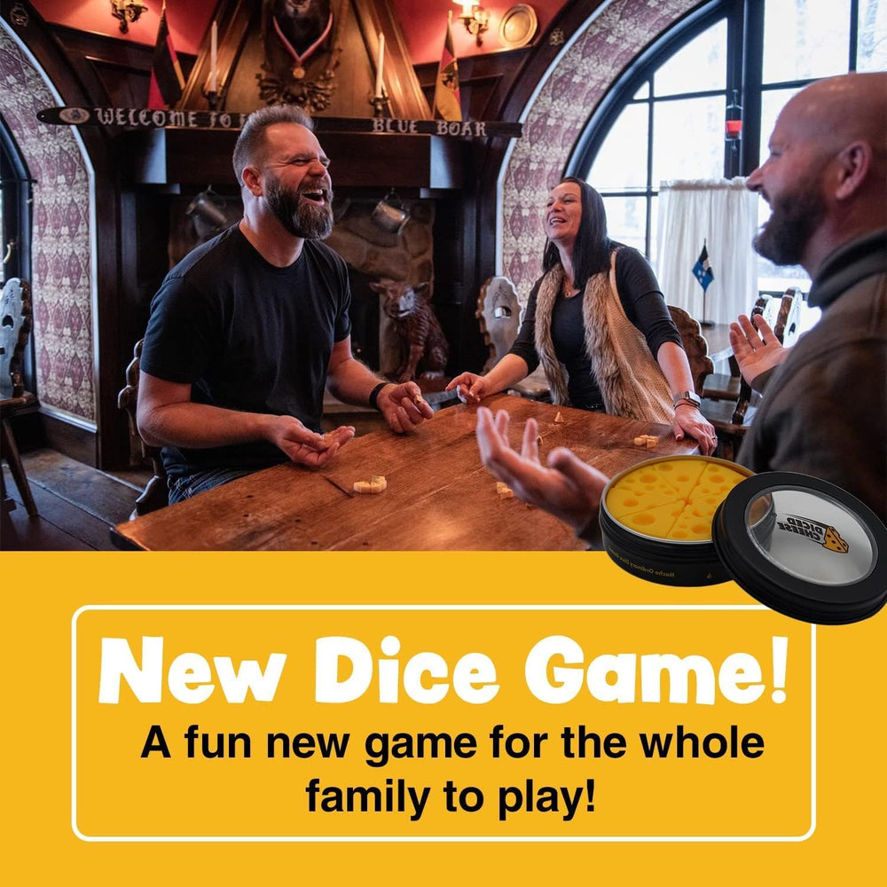 Diced Cheese box and dice inside, ready for portable play anywhere.