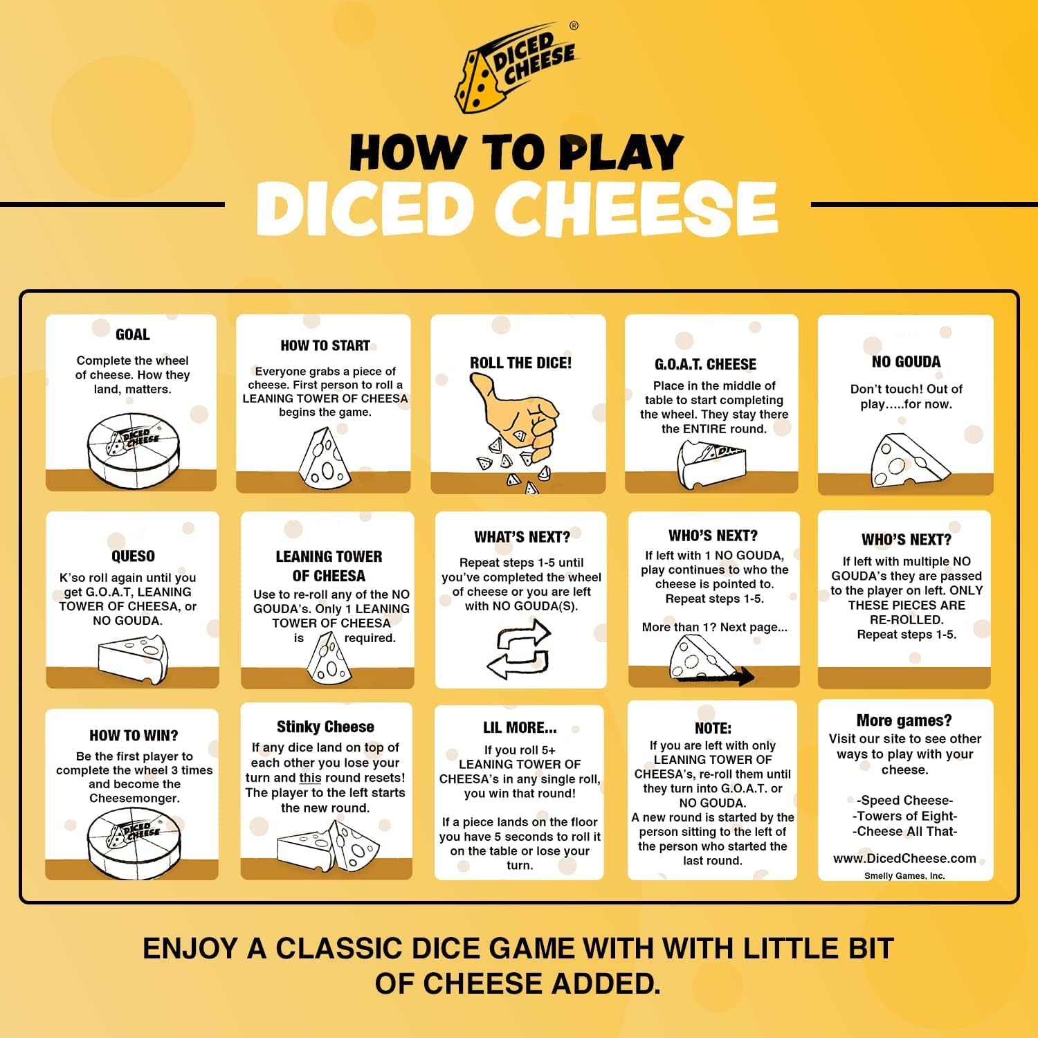 Diced Cheese NO GOUDAs illustrating leaning towers excitement and challenge.