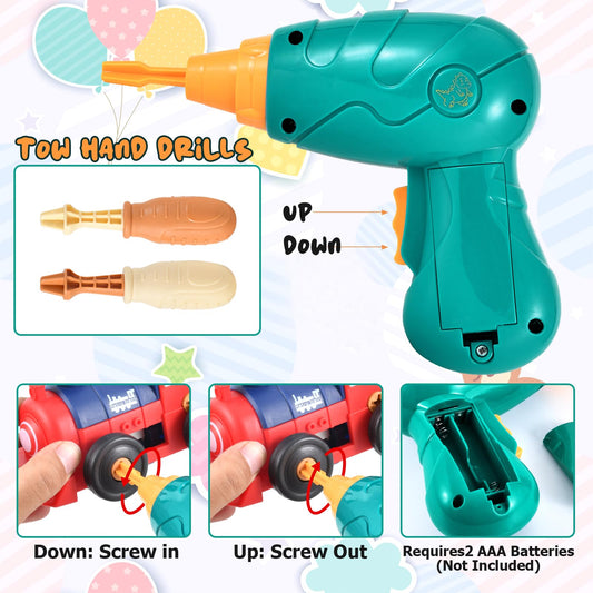 DICROON electric drill in action helps kids practice fine motor skills while building.