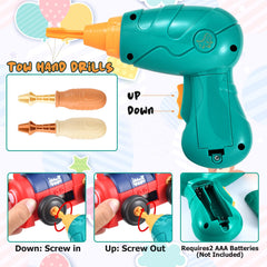 DICROON electric drill in action helps kids practice fine motor skills while building.