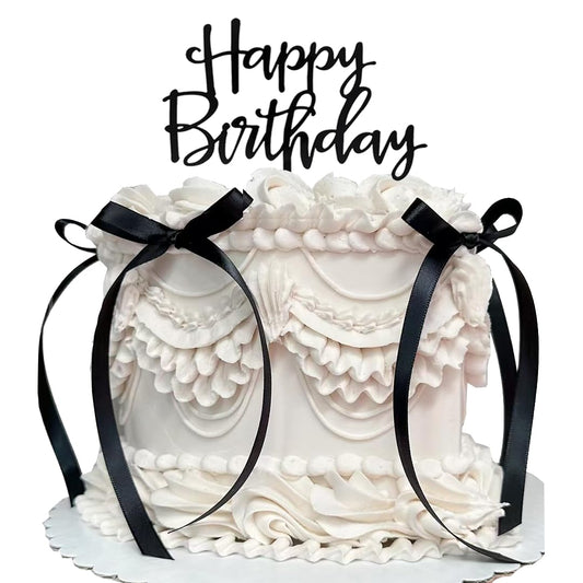 DiDida black vintage bow cake topper for heart cakes, sturdy and easy to insert