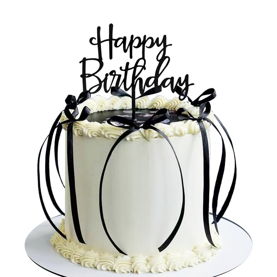 DiDida heart cake topper with black bow perfect for romantic or retro desserts