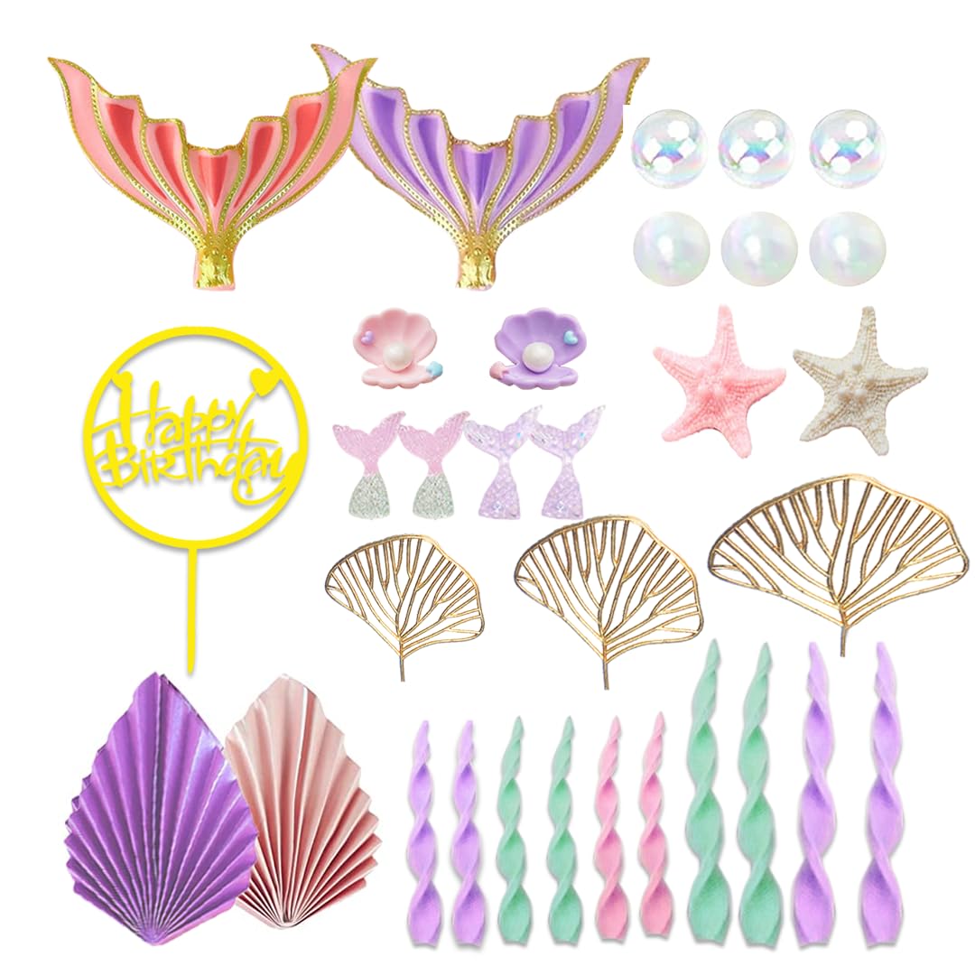 DiDida mermaid cake topper with bubbles and shells adds coastal charm to birthday desserts
