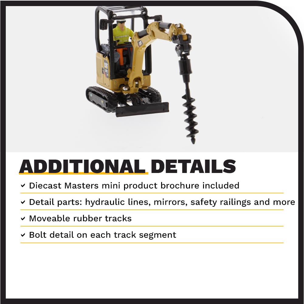 Diecast Masters CAT 301.7 CR ditch cleaning bucket for precise detail.