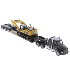 Diecast Masters Kenworth T880s sleeper cab on a lowboy trailer, ideal for HO scale dioramas.
