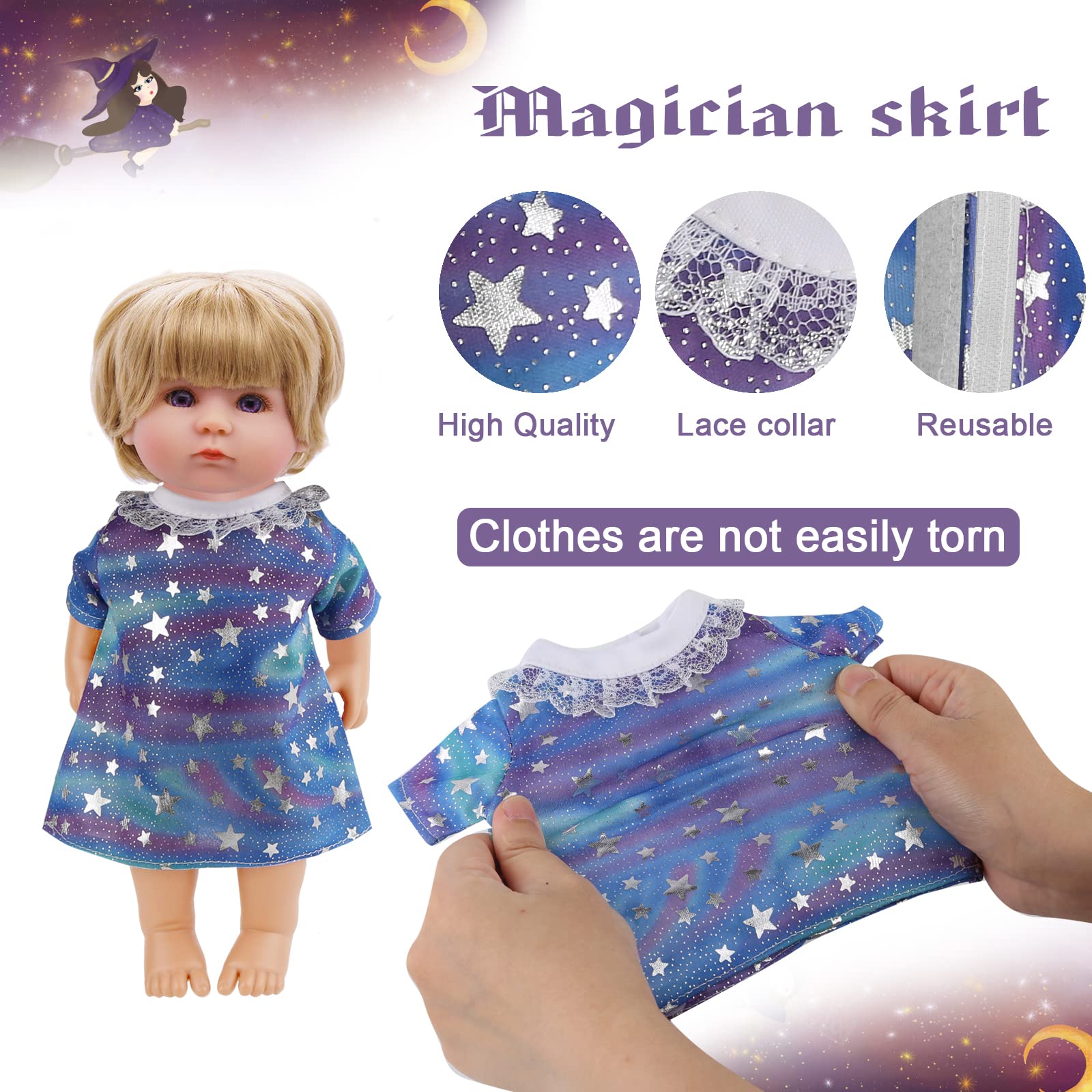 Digabi star-pattern dress for 12-inch dolls supports creative storytelling