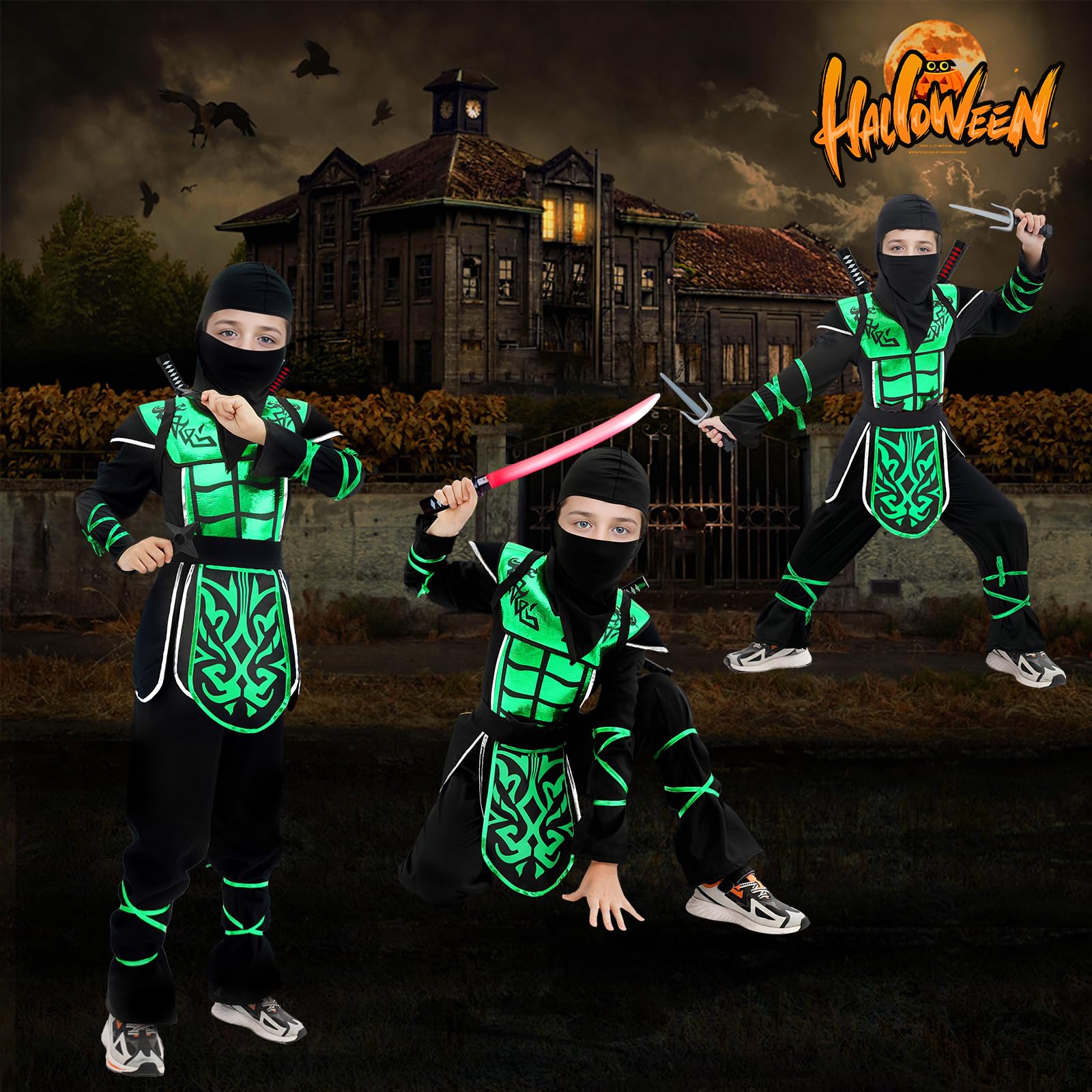 Digi green tabard completes an authentic ninja look with easy color coordination.