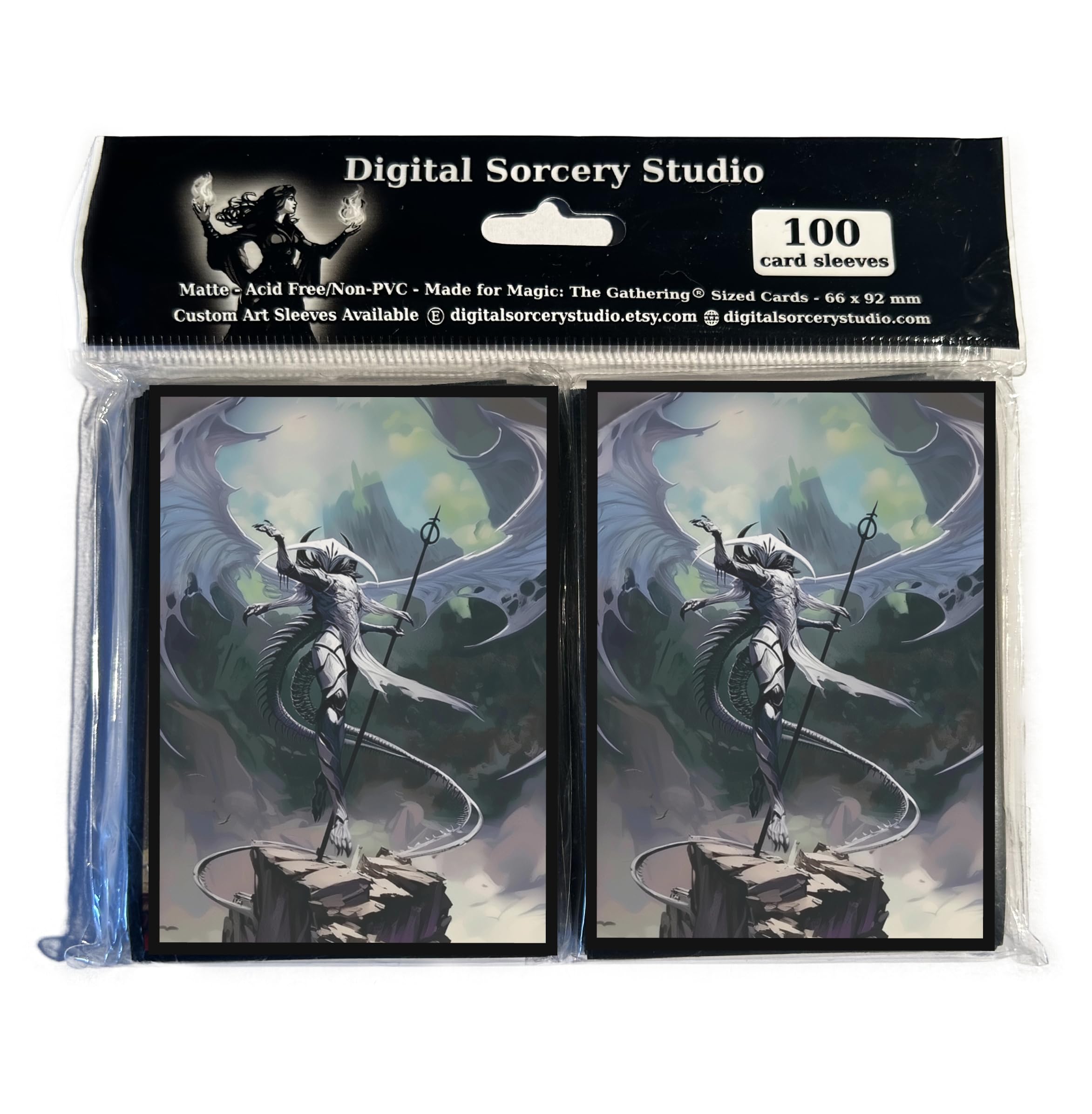 Digital Sorcery Studio Angel Horror Sleeves ready for double-sleeving high-value decks