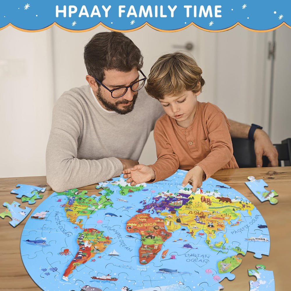DIGOBAY floor puzzle creates immersive global exploration on the living room floor.
