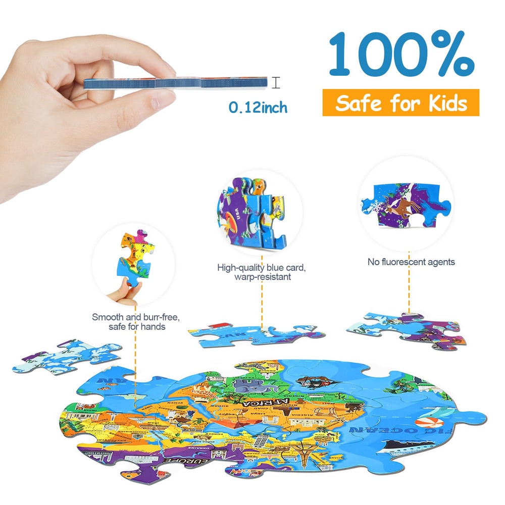 DIGOBAY Glow Map Puzzle landmarks and flags detail cultural reference and recognition.