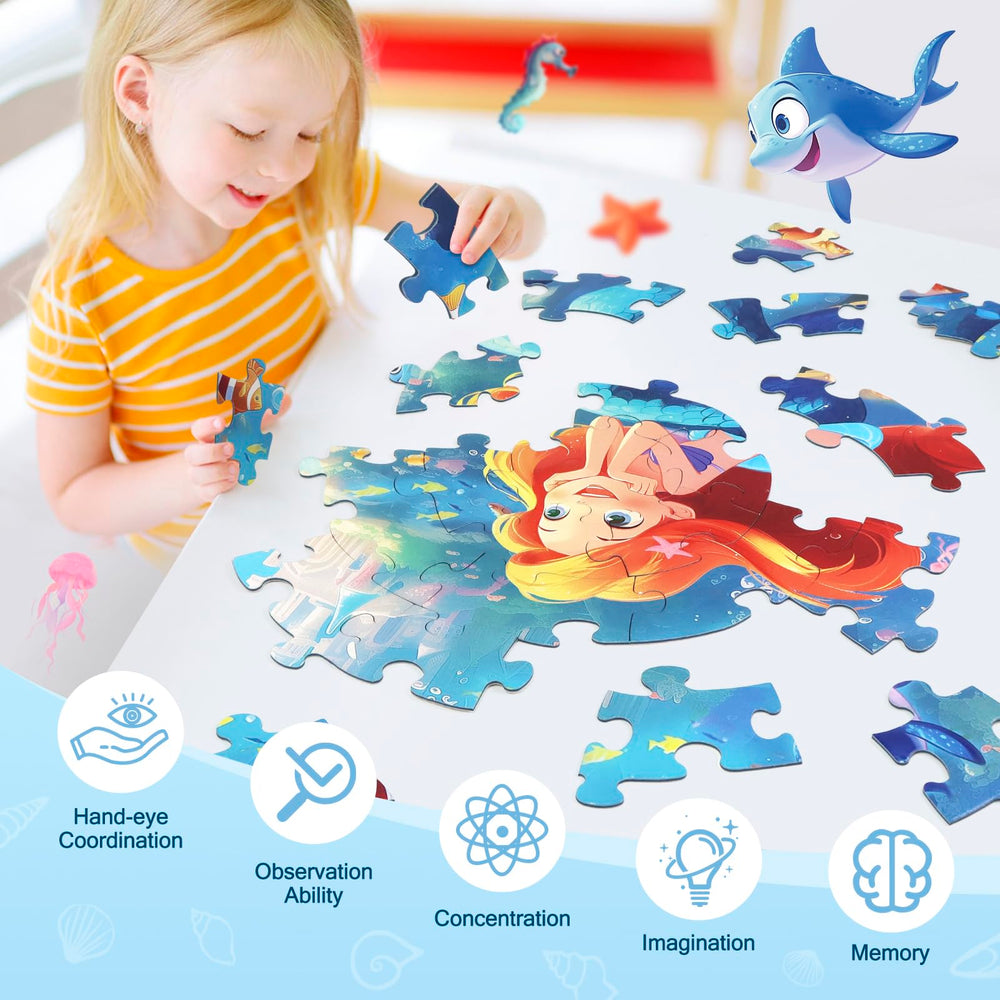 DIGOBAY mermaid floor puzzle, supports hand-eye coordination and problem solving.
