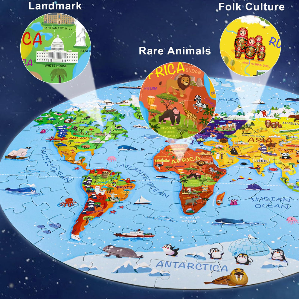 DIGOBAY world map highlights landmarks and cultures to spark curiosity in kids.