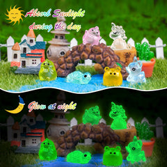 Diinokiy luminous mini resin cow figure brings whimsy to small gardens and displays.