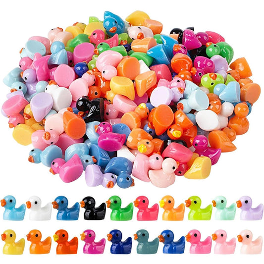 Diinokiy resin duck miniatures in bright colors for slime and fairy garden scenes.