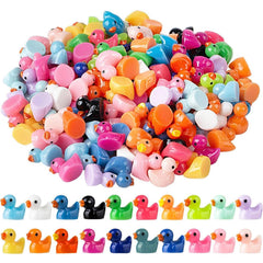 Diinokiy resin duck miniatures in bright colors for slime and fairy garden scenes.
