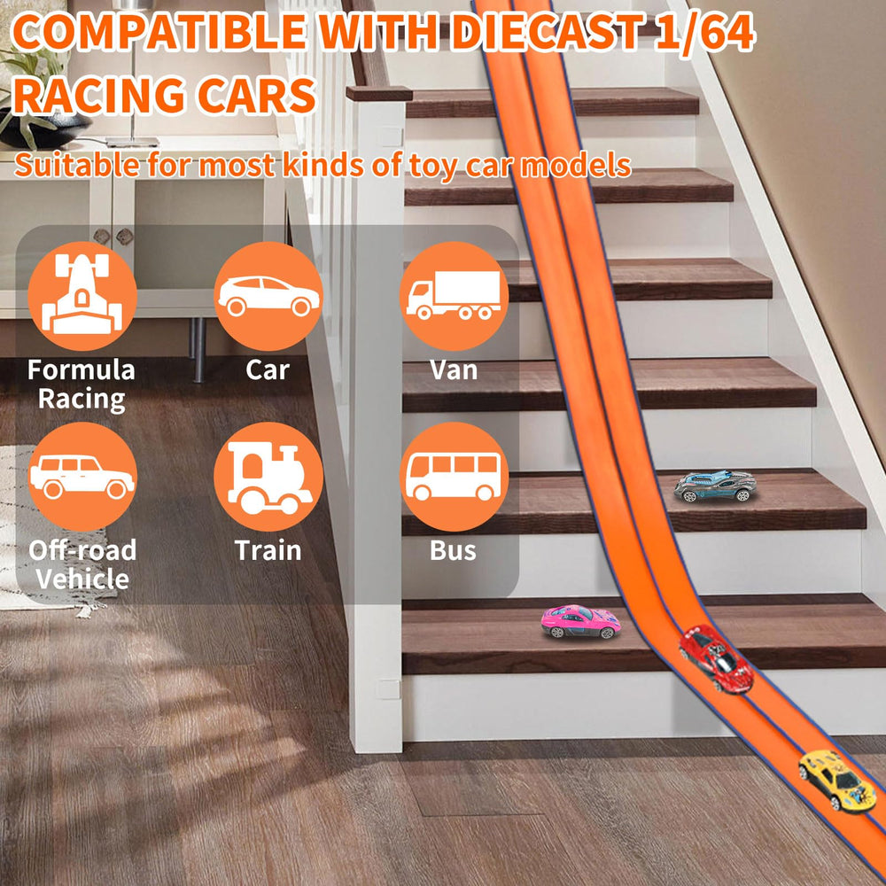 Dikopubby Flex Track rolled for easy storage after playtime