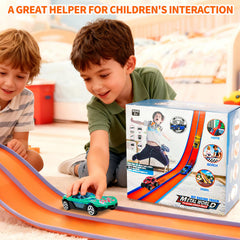 Dikopubby Flex Track with suction cups stabilizes the setup for on-table play