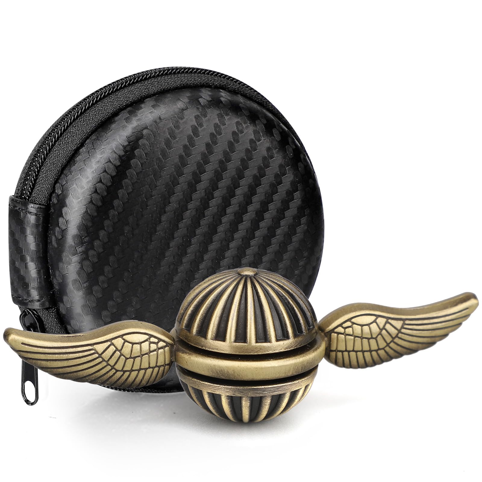Dilabnba brass fidget spinner orb in bronze finish, smooth spins for stress relief.