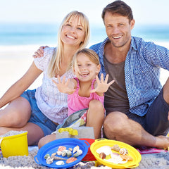Dilabnba sand sifter with mesh bag is great for on-the-go fun.