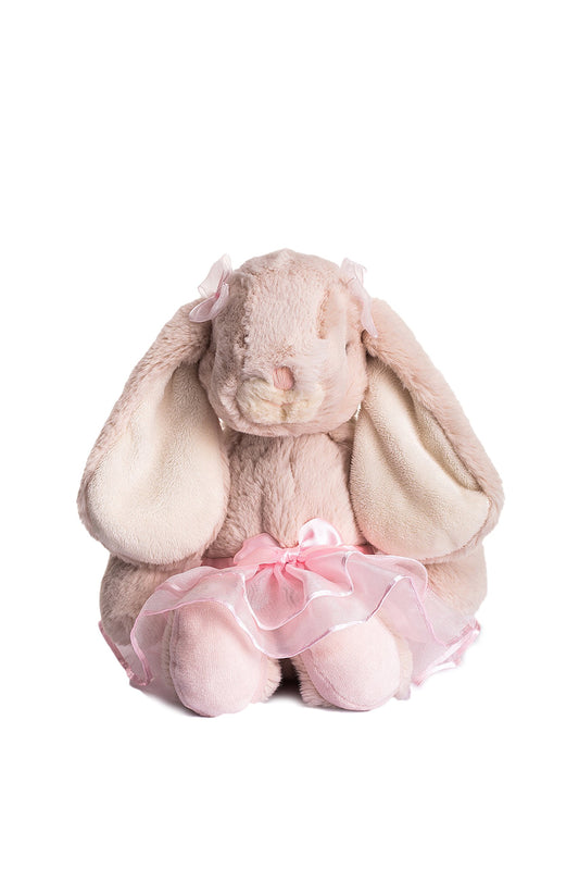 DILLY DUDU Ballerina Bunny Plush with pink tutu, perfect for imaginative playtime.