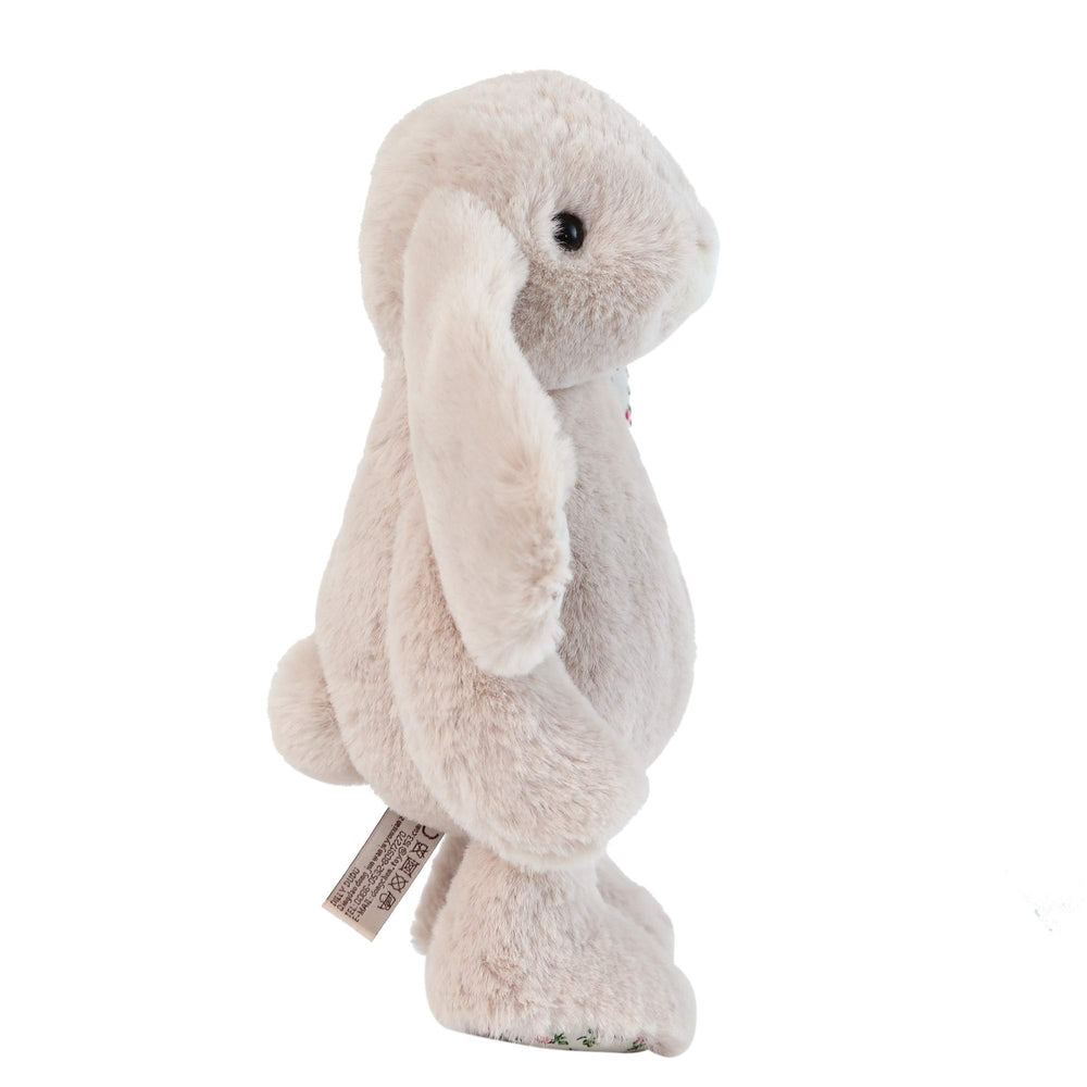 DILLY DUDU Blossom Bunny 10-inch beige plush is machine washable for easy cleaning.