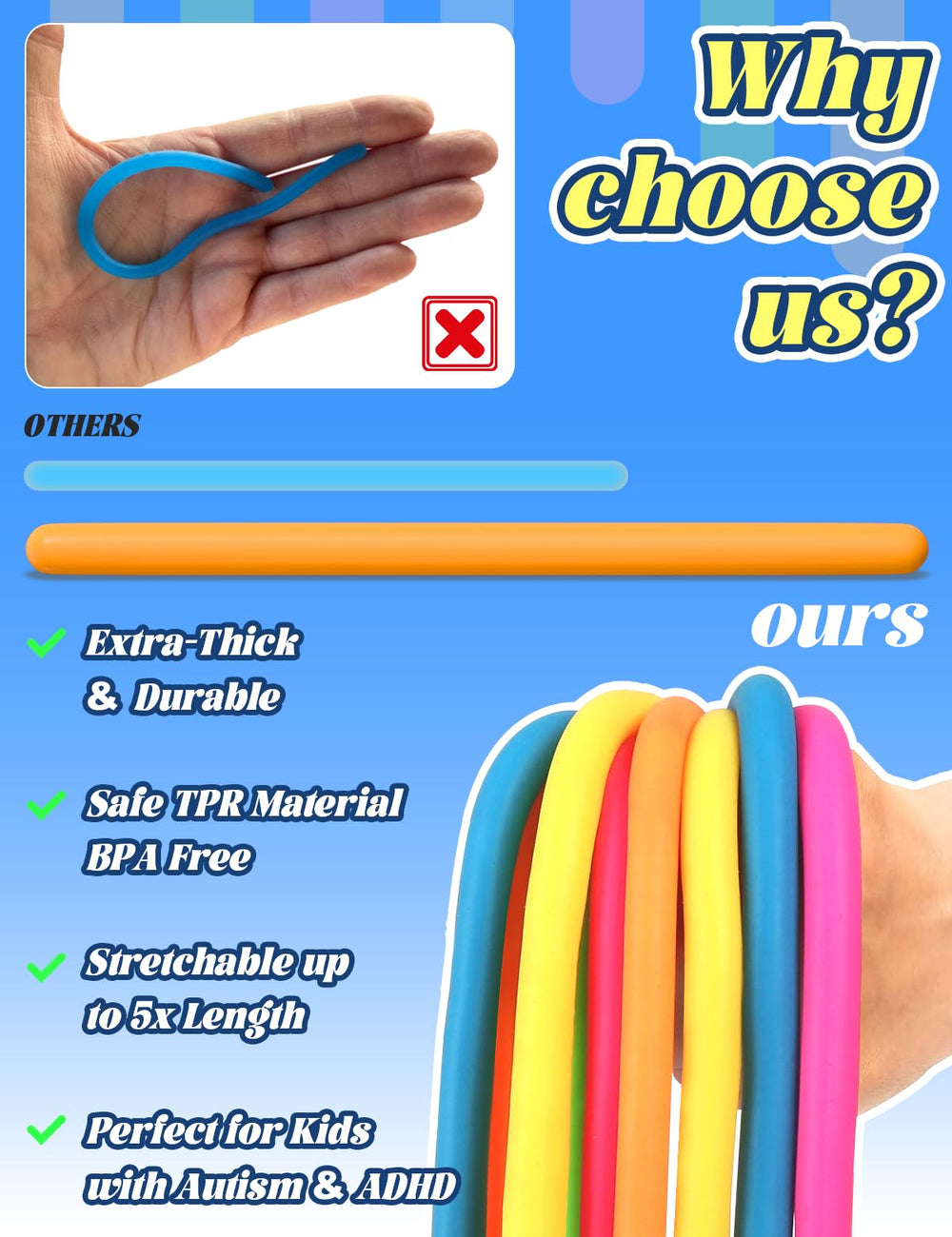 Diltik rainbow strings provide flexible play for fine motor skills
