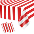 Dimglujeap carnival tablecloth in red and white stripes protects surfaces during festive parties.