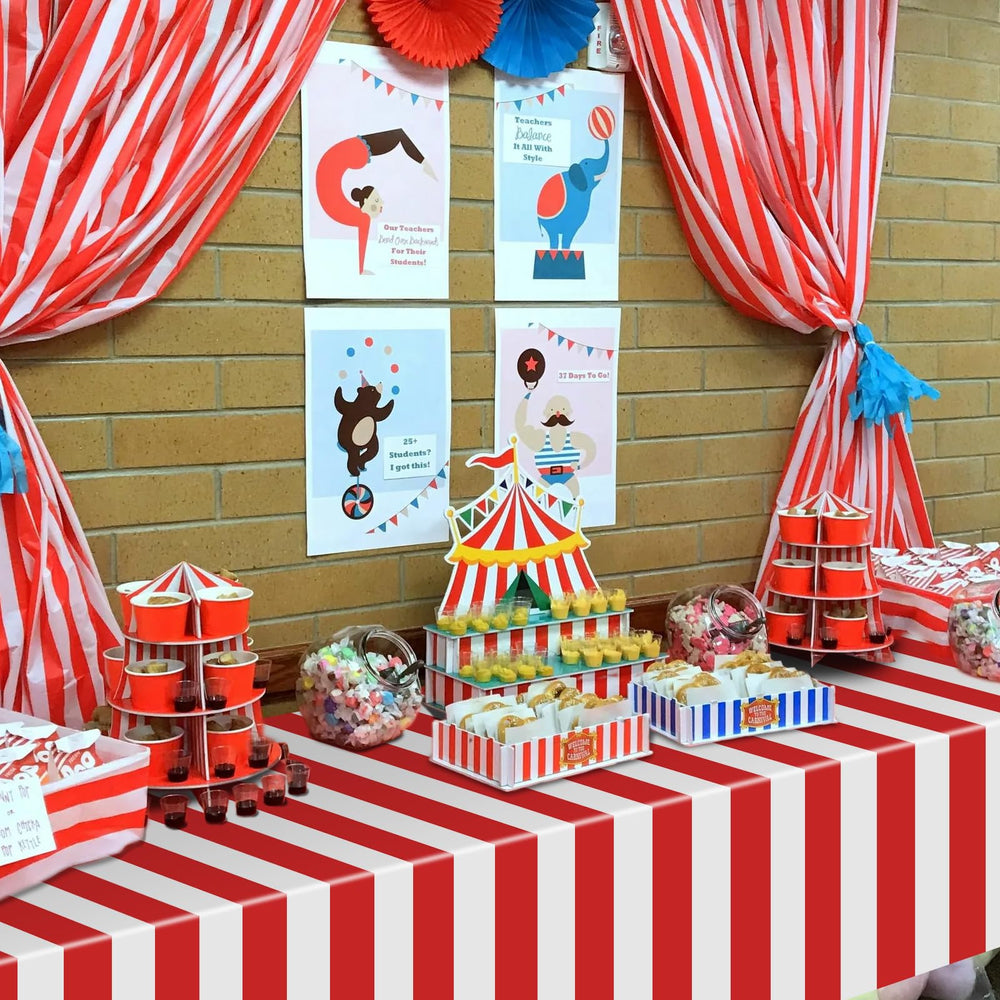 Dimglujeap carnival tablecloths are disposable for easy post-party cleanup.