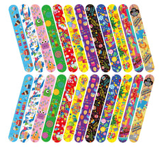 Dimiglobal classroom-friendly slap bracelets with bright prints and smooth edges.