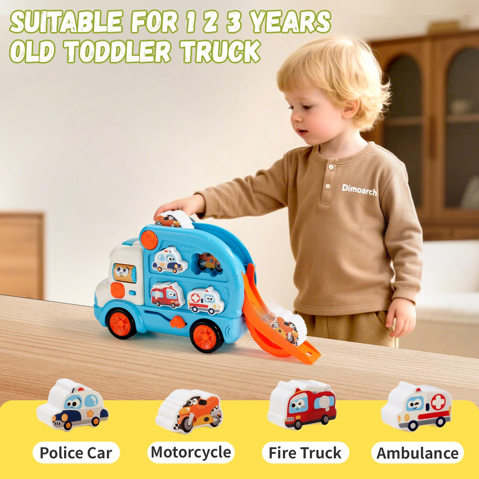Dimoarch 3-in-1 matching cars build fine motor skills.