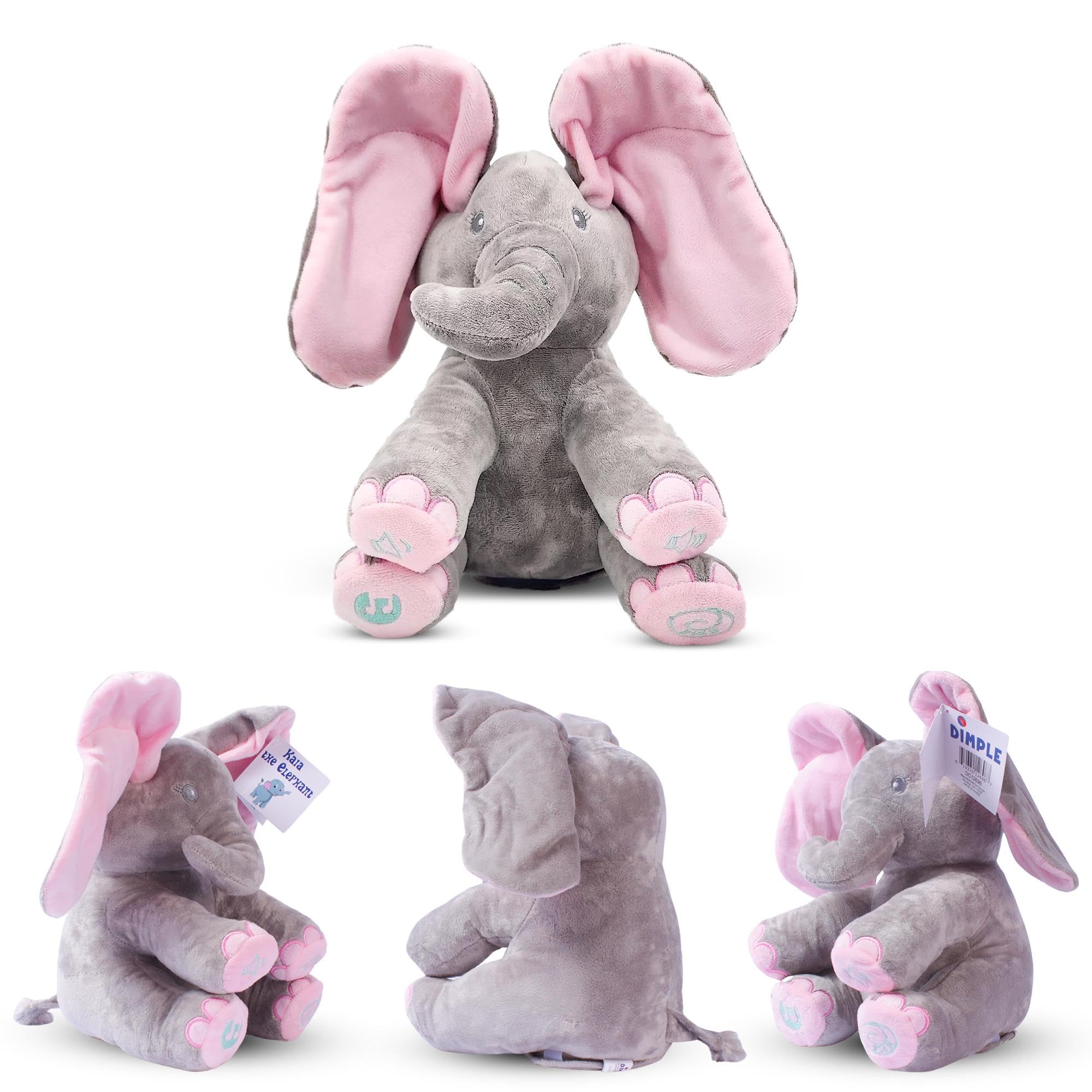 Baby gift-ready Kaia elephant with soft plush for nursery decor.