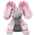 Dimple Kaia Peek A Boo Elephant toy with peek-a-boo ears to engage babies.