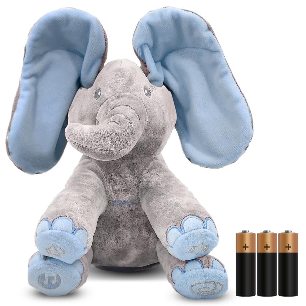Dimple Kyle elephant toy face closeup, inviting gentle sensory exploration for babies.