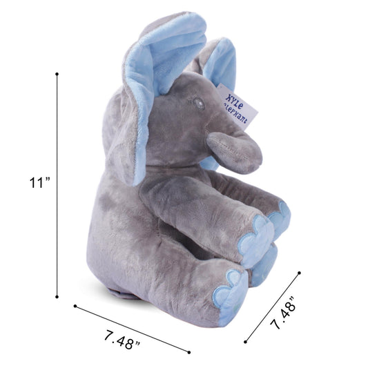 Dimple Kyle Peek A Boo elephant toy left-foot peekaboo with moving ears for baby's surprise