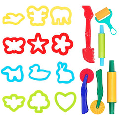 DIMROM 18-piece clay and play dough tools set with six shaping tools and twelve cutters for kids