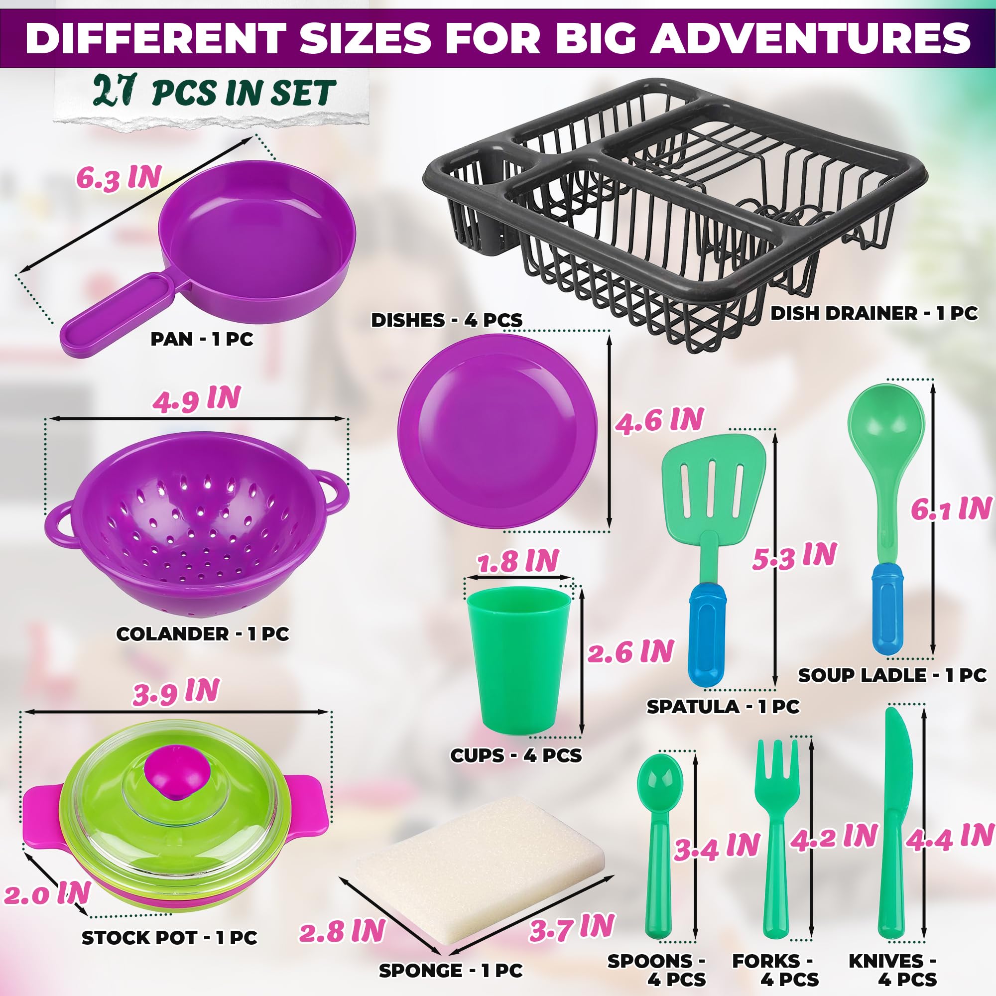 Dimrom mini kitchen dishware in bright colors invites imaginative play